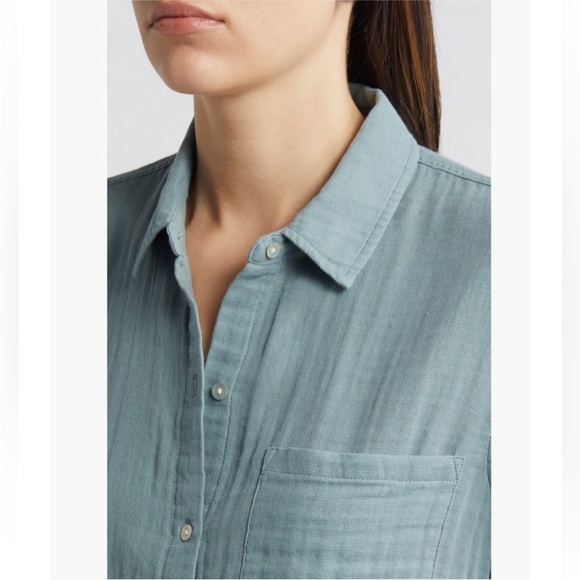 Rails Ellis Cotton Gauze Button Up Shirt in Aloe, Size S - Picture 4 of 13